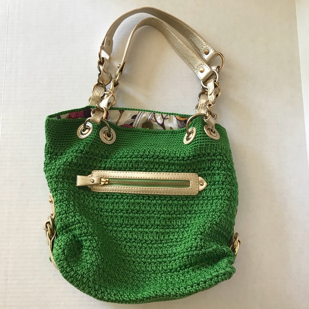 The Sak Knit Green Boho Hobo Medium Shoulder Bag